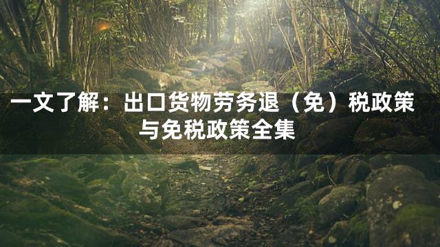 一文了解：出口货物劳务退（免）税政策与免税政策全集