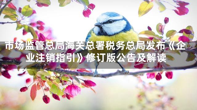 市场监管总局海关总署税务总局发布《企业注销指引》修订版公告及解读