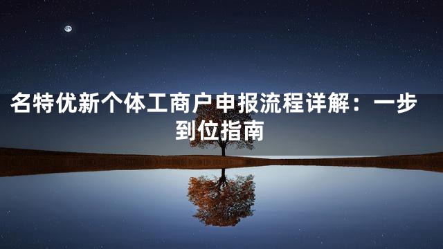名特优新个体工商户申报流程详解：一步到位指南