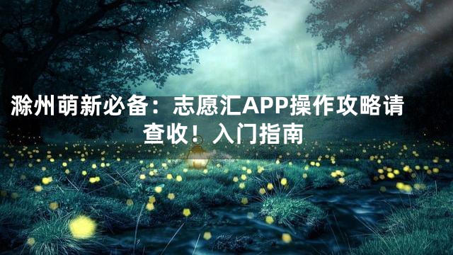 滁州萌新必备：志愿汇APP操作攻略请查收！入门指南