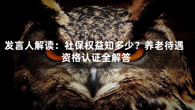 发言人解读：社保权益知多少？养老待遇资格认证全解答