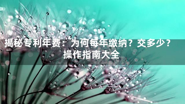 揭秘专利年费：为何每年缴纳？交多少？操作指南大全