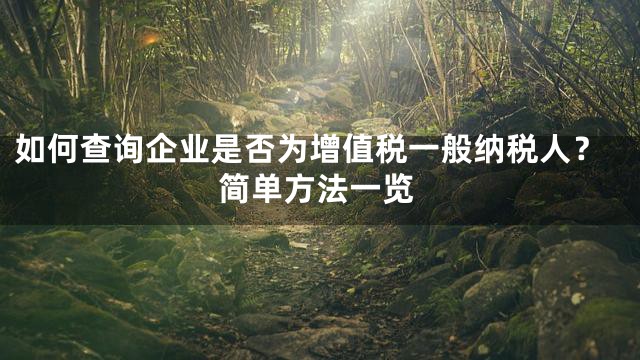 如何查询企业是否为增值税一般纳税人？简单方法一览