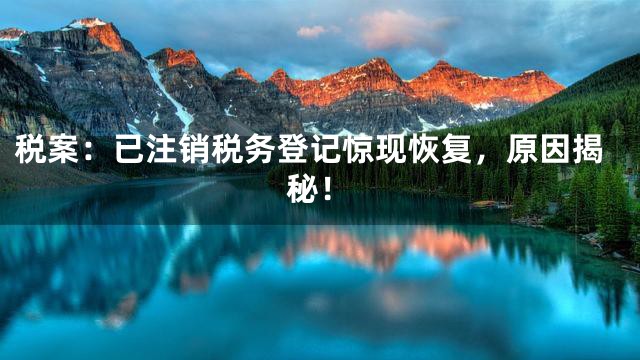 税案：已注销税务登记惊现恢复，原因揭秘！