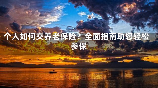 个人如何交养老保险？全面指南助您轻松参保
