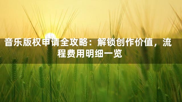 音乐版权申请全攻略：解锁创作价值，流程费用明细一览
