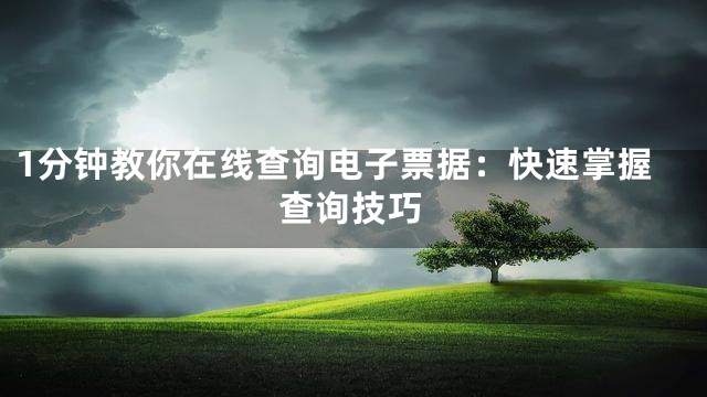 1分钟教你在线查询电子票据：快速掌握查询技巧