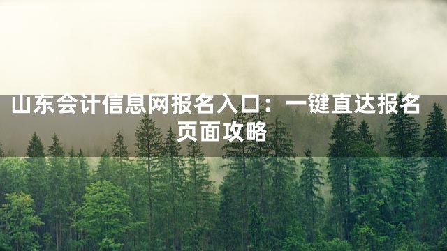 山东会计信息网报名入口：一键直达报名页面攻略