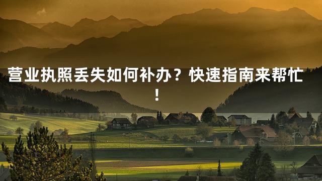营业执照丢失如何补办？快速指南来帮忙！