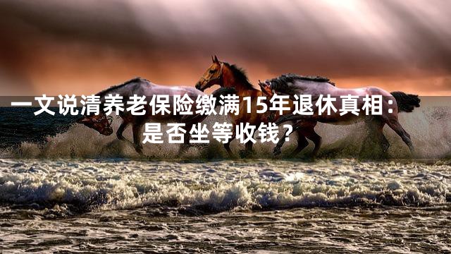 一文说清养老保险缴满15年退休真相：是否坐等收钱？