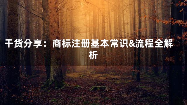 干货分享：商标注册基本常识&流程全解析