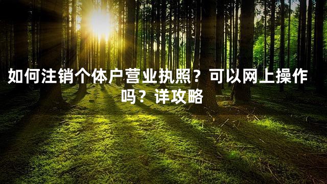 如何注销个体户营业执照？可以网上操作吗？详攻略