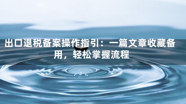 出口退税备案操作指引：一篇文章收藏备用，轻松掌握流程