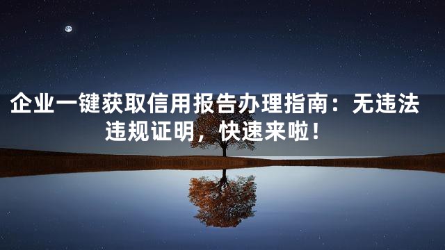 企业一键获取信用报告办理指南：无违法违规证明，快速来啦！