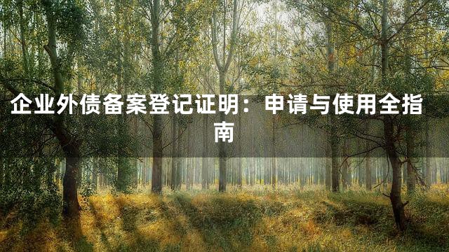 企业外债备案登记证明：申请与使用全指南