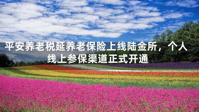 平安养老税延养老保险上线陆金所，个人线上参保渠道正式开通
