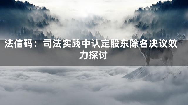 法信码：司法实践中认定股东除名决议效力探讨