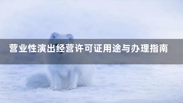 营业性演出经营许可证用途与办理指南