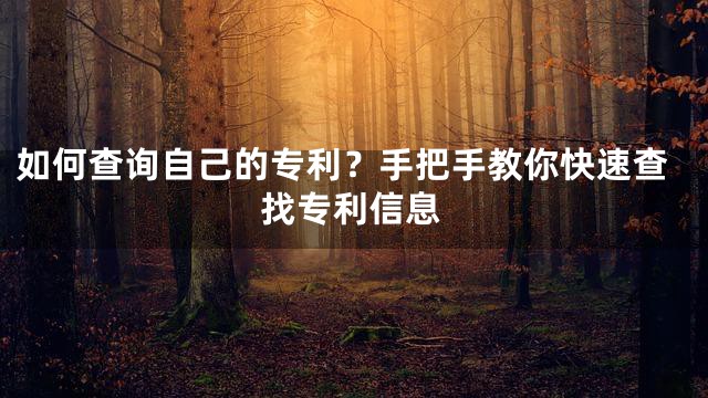 如何查询自己的专利？手把手教你快速查找专利信息