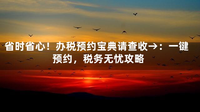省时省心！办税预约宝典请查收→：一键预约，税务无忧攻略