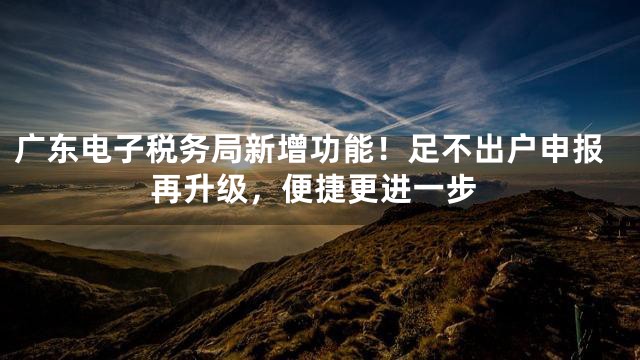 广东电子税务局新增功能！足不出户申报再升级，便捷更进一步