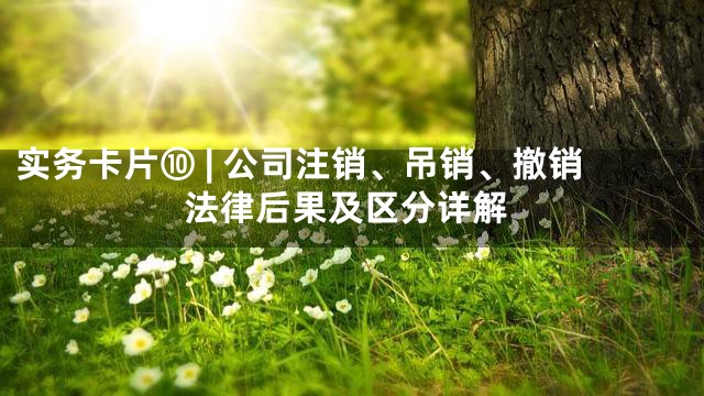 实务卡片⑩ | 公司注销、吊销、撤销法律后果及区分详解
