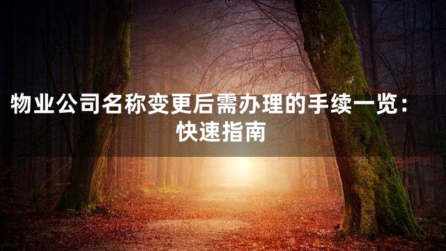 物业公司名称变更后需办理的手续一览：快速指南