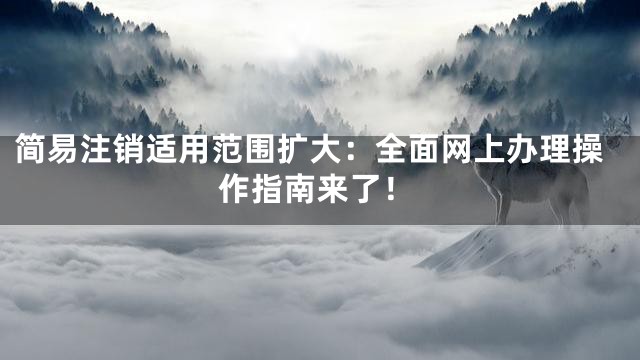 简易注销适用范围扩大：全面网上办理操作指南来了！