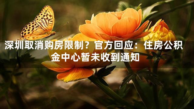 深圳取消购房限制？官方回应：住房公积金中心暂未收到通知