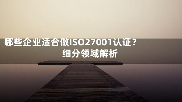 哪些企业适合做ISO27001认证？细分领域解析