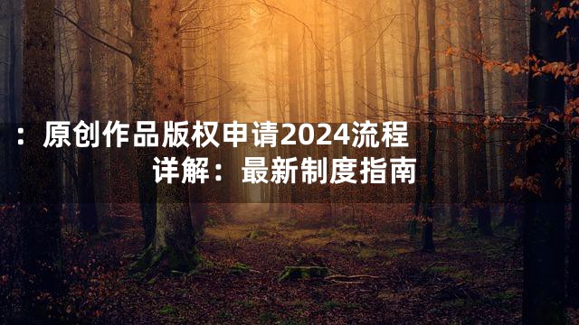 ：


原创作品版权申请2024流程详解：最新制度指南
