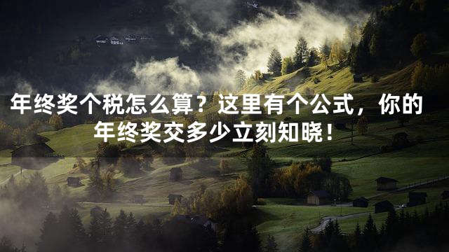 年终奖个税怎么算？这里有个公式，你的年终奖交多少立刻知晓！