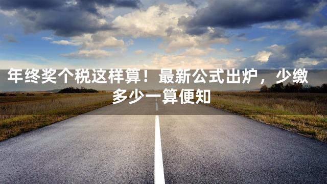年终奖个税这样算！最新公式出炉，少缴多少一算便知
