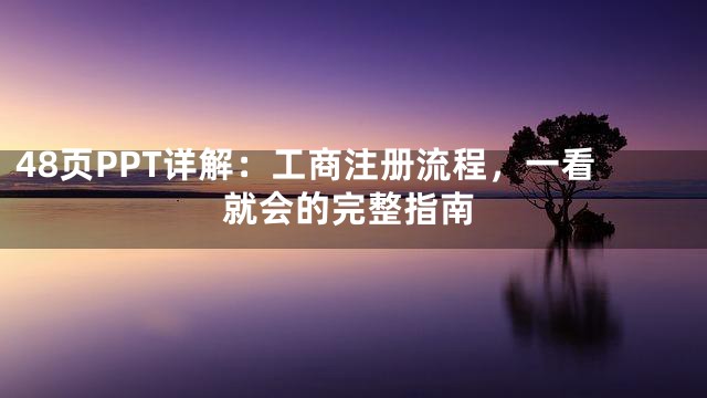 48页PPT详解：工商注册流程，一看就会的完整指南