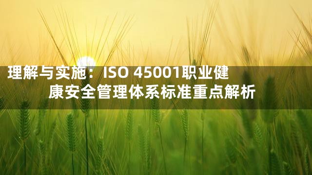 理解与实施：ISO 45001职业健康安全管理体系标准重点解析