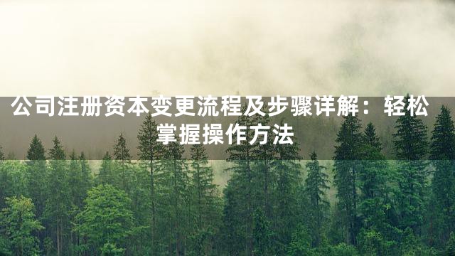 公司注册资本变更流程及步骤详解：轻松掌握操作方法