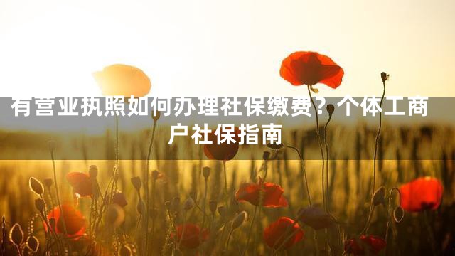 有营业执照如何办理社保缴费？个体工商户社保指南