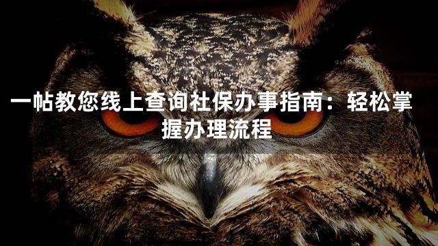 一帖教您线上查询社保办事指南：轻松掌握办理流程