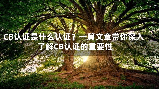 CB认证是什么认证？一篇文章带你深入了解CB认证的重要性