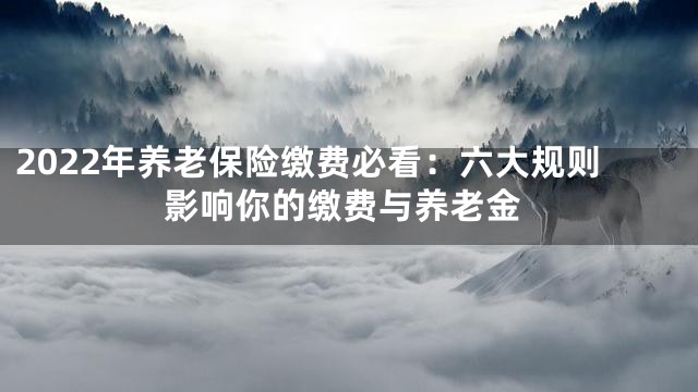 2022年养老保险缴费必看：六大规则影响你的缴费与养老金