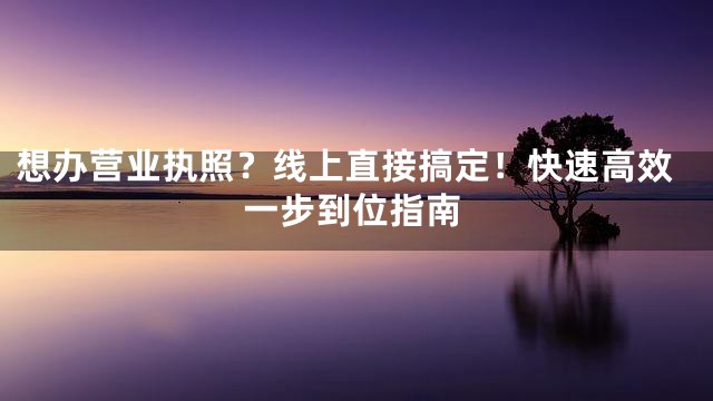 想办营业执照？线上直接搞定！快速高效一步到位指南