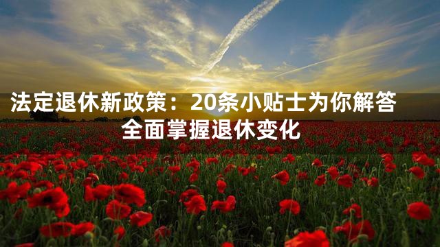 法定退休新政策：20条小贴士为你解答 全面掌握退休变化