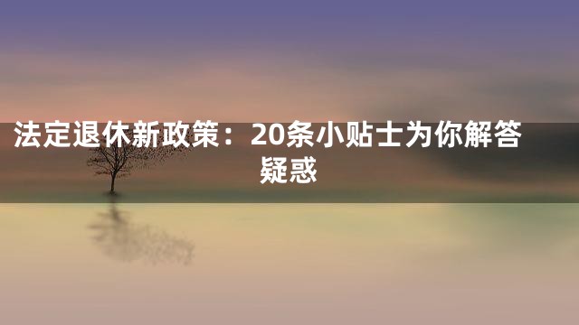 法定退休新政策：20条小贴士为你解答疑惑