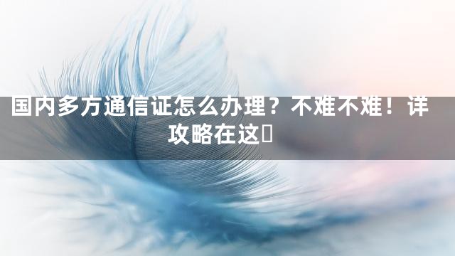 国内多方通信证怎么办理？不难不难！详攻略在这️