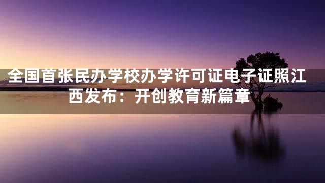 全国首张民办学校办学许可证电子证照江西发布：开创教育新篇章
