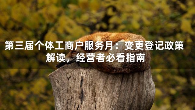 第三届个体工商户服务月：变更登记政策解读，经营者必看指南