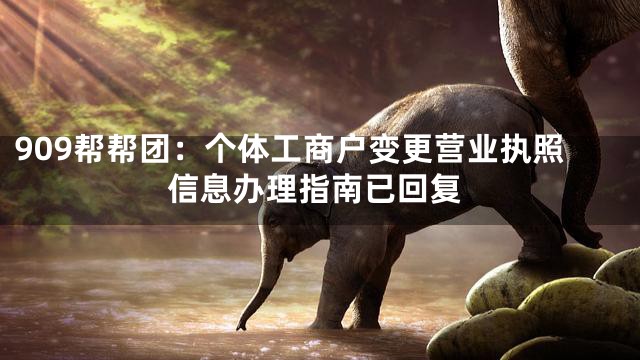 909帮帮团：个体工商户变更营业执照信息办理指南已回复