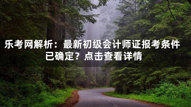 乐考网解析：最新初级会计师证报考条件已确定？点击查看详情