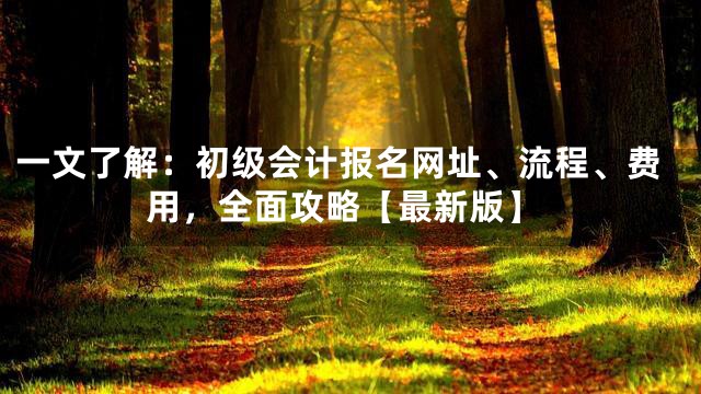 一文了解：初级会计报名网址、流程、费用，全面攻略【最新版】