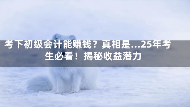 考下初级会计能赚钱？真相是…25年考生必看！揭秘收益潜力